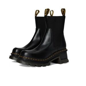 Dr. Martens Black Ankle Boots with Yellow Stitching
